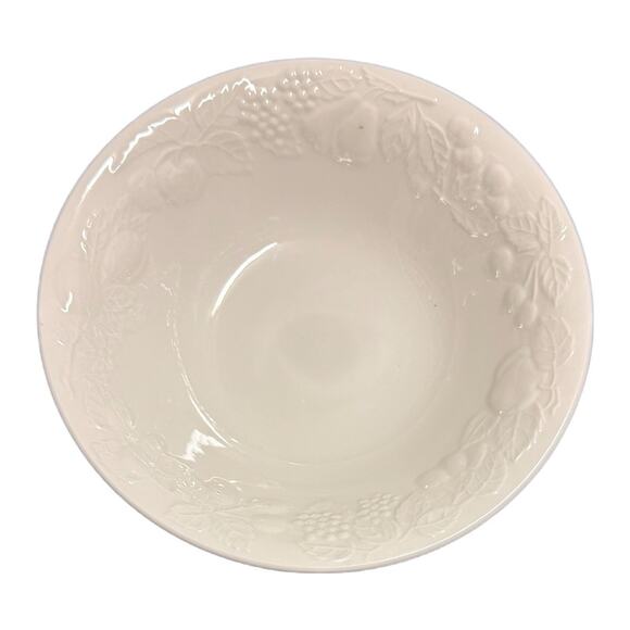 Gibson China Embossed Fruit Bowl Off-White 10 1/8” Ceramic Serving Dish - Picture 7 of 8